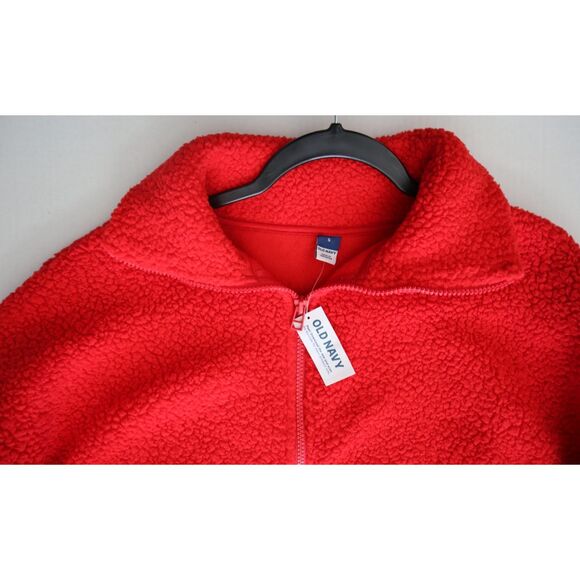 Old Navy 723210 Women's Sz Small Red Oversized Full Zip Sherpa Jacket - Picture 3 of 5